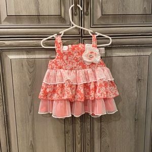 Little Lass 2 piece Coral diaper set 18M